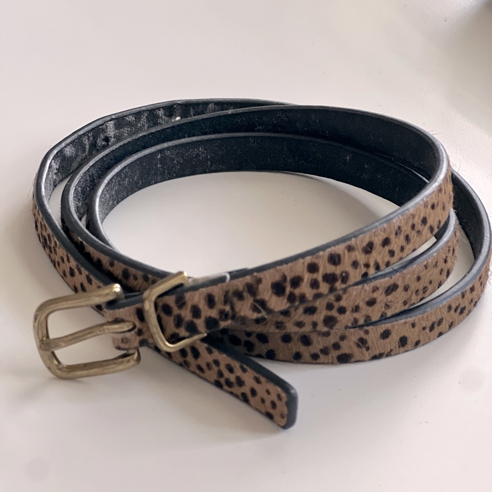 Calf Hair Skinny Belt